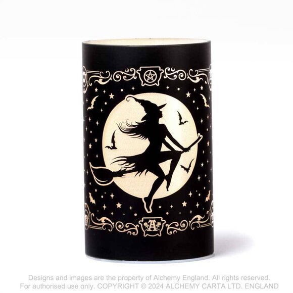 Alchemy Gothic Etched Black Glass LED Witch by Moonlight Lantern Light NIB - Picture 2 of 2